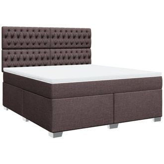 vidaXL Vidaxl - Cama Box Spring Con Colch&oacute;n Tela Marr&oacute;n Oscuro 180x200 Cm