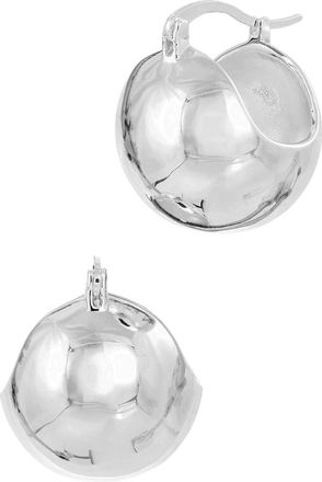Savvy Cie Jewels RHODIUM PLATED OVER BRASS PUFFY SPHERE HUGGIE PLAIN EARRINGS