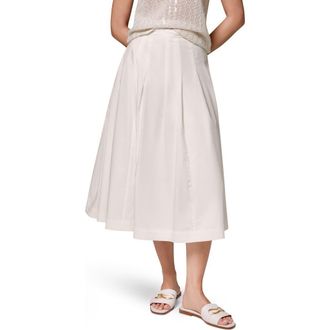 DKNY Pleated Midi Skirt in Cream at Nordstrom, Size 10