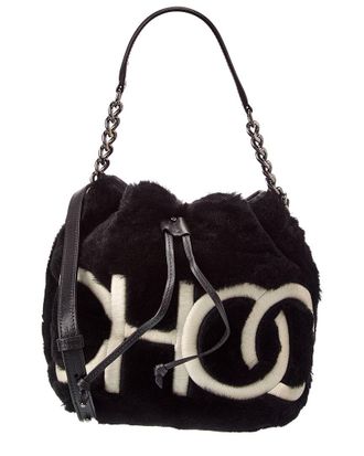 Jimmy Choo London Juno Shearling & Leather Bucket Bag