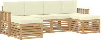 vidaXL Conjunto De Sof&aacute;s De Exterior 6 Uds. Blanco Y Crema Poli&eacute;ster Vidaxl