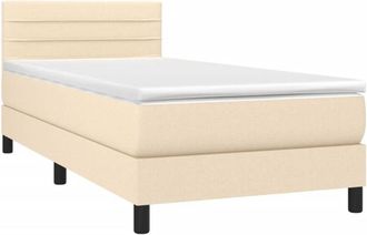 vidaXL Cama Box Spring Colch&oacute;n Y Luces Led Tela Crema 80x200 Cm Vidaxl