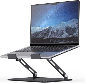 No Brand Soporte De Escritorio Para Port&aacute;til Con Base Pesada Y Estable - Altura Ajustable - Elevador Ergon&oacute;mico De Metal - Plegable - Compatible Con Port&aacute;tiles