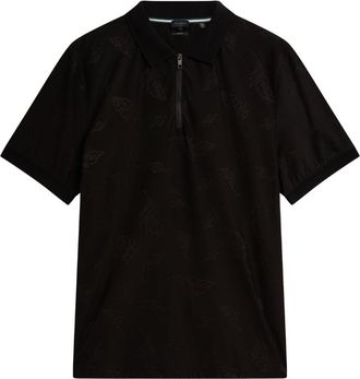 Ted Baker Neyack Feather Jacquard Zip Zwarte Poloshirt