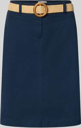 Christian Berg Knielanger Rock mit G&uuml;rtel und Ges&auml;&szlig;taschen in Dunkelblau, Gr&ouml;&szlig;e 34