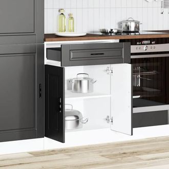 Berkfield Home Kitchen Base Cabinet&not;Porto Black Engineered Wood