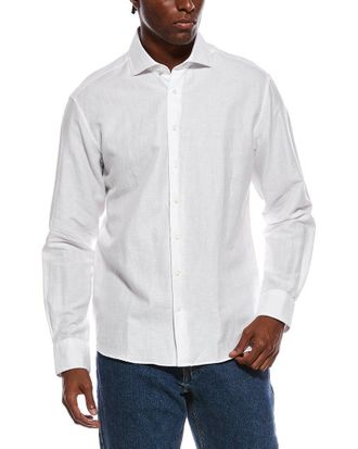 Eterna Soft Linen-Blend Modern Fit Cutaway Collar Shirt