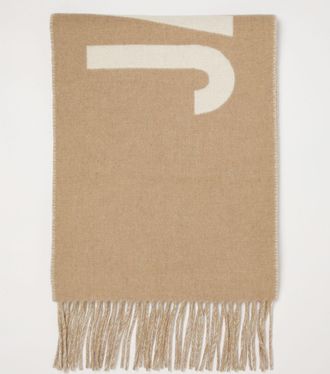 Jacquemus Virgin Wool Scarf with Lettering Logo and Fringed Edges