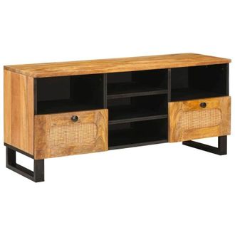 vidaXL TV Cabinet with Drawer Brown 100 x 33 x 46 cm Solid Mango Wood vidaXL