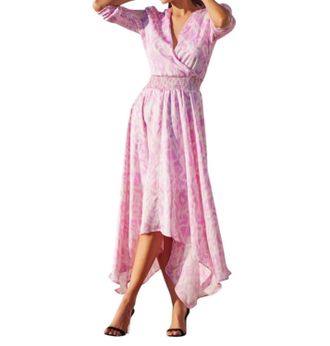 Bishop + Young Serita Smock Dress In Palmilla Pink Print