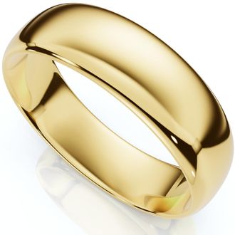 Pompeii3 6mm Dome High Polished Wedding Band 10K Yellow Gold Comfort Fit Plain Ring Size Selectable