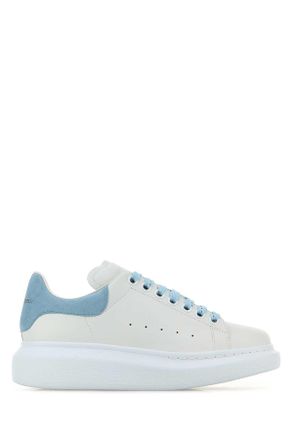 Alexander McQueen Alexander Mcqueen White Leather Sneakers With Pastel Light Blue Suede Heel