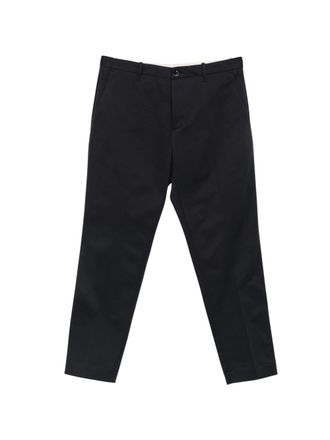 Nine In The Morning Tailored Fit Black Trousers With Button Closure And Flap Pockets