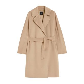 Max Mara Midi Coat with Matching Belt - female - Weekend Max Mara - Belted Coats - Beige - XL - Coats