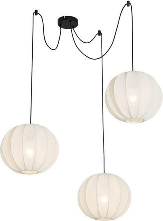 QAZQA Design Pendant Light White Silk 30 cm 3-Light - Plu