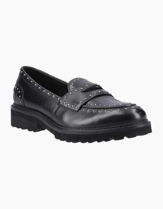 Hush Puppies Womens Hush Puppies Genie Leather Womens Black Standard Loafers - Size: 8