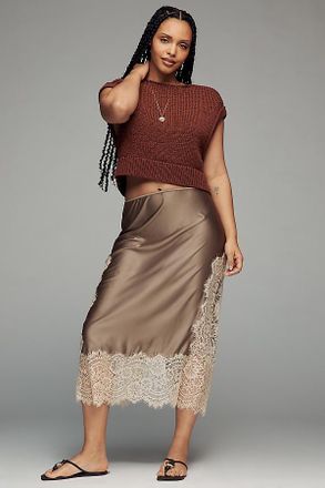Bl^nk London Cinzia Laced Satin Midi Skirt
