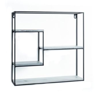 Oresteluchetta Estante de pared cuadrado de metal negro cm. L.40 p.10 h.40