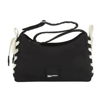 Karl Lagerfeld Tassen, Dames, Zwart, ONE Size, Nylon, KLJ Nylon Lace Up Schoudertas