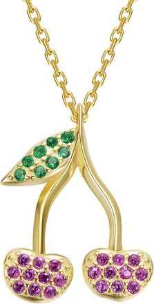 Rachel Glauber 14K Plated Cz Pendant Necklace