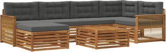 vidaXL Conjunto De Sof&aacute;s De Exterior 7 Uds. Natural Y Antracita Vidaxl