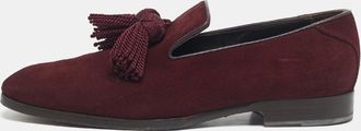 Jimmy Choo London Burgundy Suede Foxley Tassels Loafers