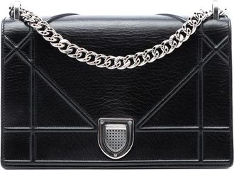 Dior Borsa a tracolla Diorama media in pelle di vitello pieno fiore con battente 2017 - Nero