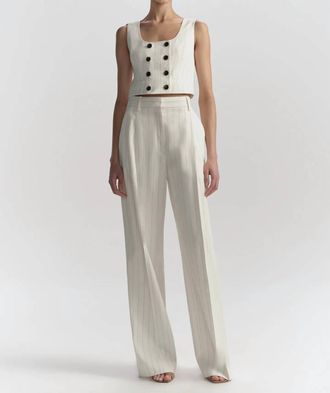 A.L.C. Winston Linen Pinstripe Pant In Pearl/brown