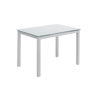Oresteluchetta Mesa extensible de cristal templado blanco cm. Al.76 x l.110 x p.70