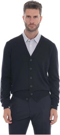 Gran Sasso Cardigan met knopen - Heren - Vesten - Blauw - XL - Wol - Truien & Vesten