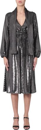 N&deg;21 V-neck Removable Scarf - Dames - Casual kleedjes - Grijs - L - Kleedjes