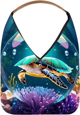 Generic Turtle Crystal Ball Reusable Lightweight Grocery Bags - Foldable Into Compact Pouch, Washable & Sturdy, Multipurpose for Shopping and Travel