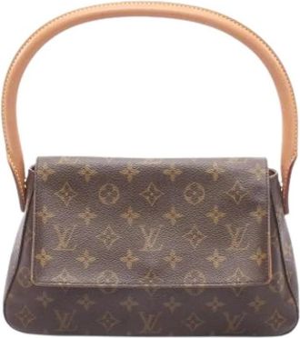 Louis Vuitton Pre-owned Monogram Canvas Shoulder Bag - Dames - Vintage Schoudertas - Bruin - ONE Size - Leer - Vintage
