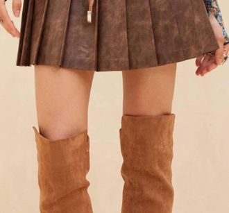 Promesa Faux Leather Pleated Mini Skirt In Espresso
