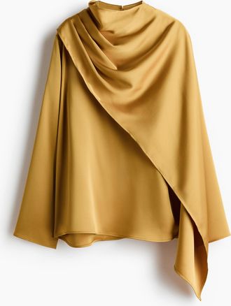 H&M Satinbluse mit Schaldetail - Yellow