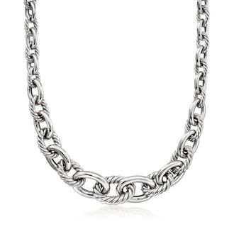 Ross-Simons Sterling Silver Alternating Twisted Oval-Link Necklace