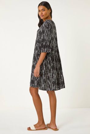 Roman Abstract Crinkle Smock Dress