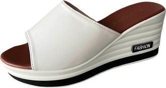 Generic Fish Mouth Fashion Casual Foreign Trade Large Size Womens One Line Sandals And Slippers For Women (White, 4.5)