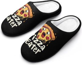 Generic Pizza Eater Funny Funny Mens Slippers Cotton Warm House Shoes Memory Foam Sandals Print Size 7-14