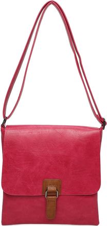 Generic Womens Vegan Leather Crossbody Bag, Satchel Bag, Flap Closure with Buckle (Fuchsia)