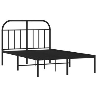 Berkfield Home Metal Bed Frame with Headboard Black 120x200 cm | Size: Small Double