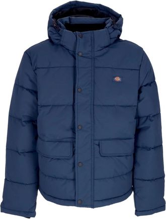 Dickies Blauwe Pufferjas met Afneembare Capuchon - Heren - Winterjassen - Blauw - XL - Polyester - Jassen