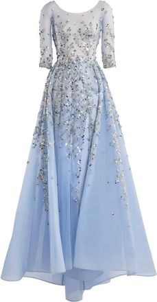 Saiid Kobeisy Tulle Beaded Dress With Envelope Skirt And Overskirt