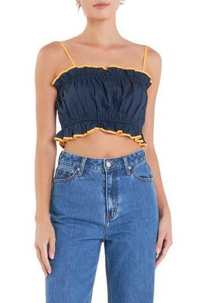 English Factory Colorblock Cotton Crop Camisole in Navy at Nordstrom Rack, Size X-Small