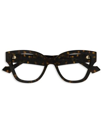 Gucci geometric-frame glasses - women - Acetate - 50 - Brown