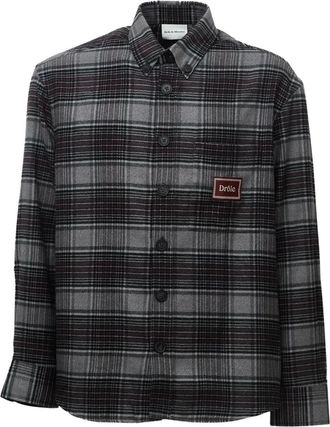 Dr&ocirc;le de Monsieur Boxy Checked Shirt - Heren - Overhemden - Grijs - Maat: L Katoen