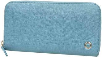 Bulgari Light Blue Leather Long Wallet (Bi-Fold) (Pre-Owned)