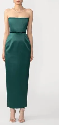 Sau Lee Taylor Satin Gown in Emerald at Nordstrom Rack, Size 14