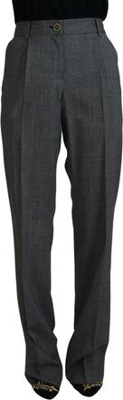Dolce & Gabbana Gray High Waist Women Wool Womens Pants
