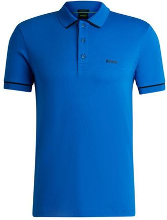 BOSS Interlock-cotton slim-fit polo shirt with contrast trims